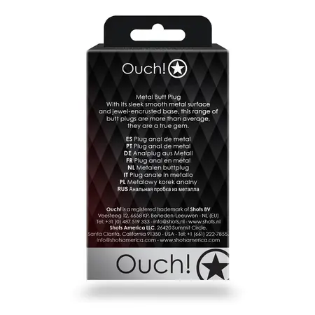 Ouch! Aluminijumski intimni čep Small - Srebrni, okrugla gem baza