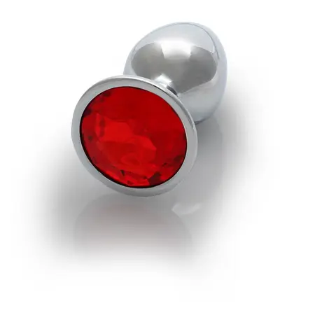 Ouch! Aluminijumski intimni čep Small - Srebrni, okrugla gem baza