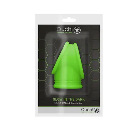 Ouch! Glow in the Dark Adjustable Ring with Ball Strap, Green