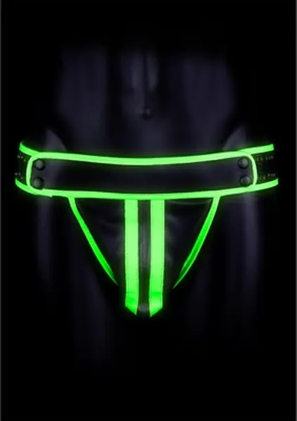 Ouch! Glow in the Dark Jockstrap L/XL - Neon Green Adjustable Strap