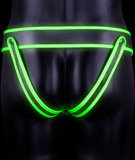 Ouch! Glow in the Dark Jockstrap L/XL - Neon Green Adjustable Strap