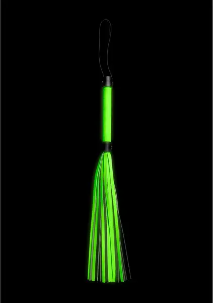 Ouch! Glow in the Dark Flogger - Neon Green, Luminous Straps