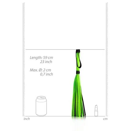 Ouch! Glow in the Dark Flogger - Neon Green, Luminous Straps
