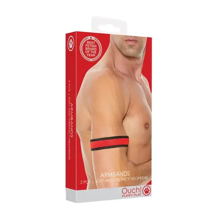 OUCH! Neoprene Arm Bracelets Adjustable Black - Stylish Roleplay Accessory