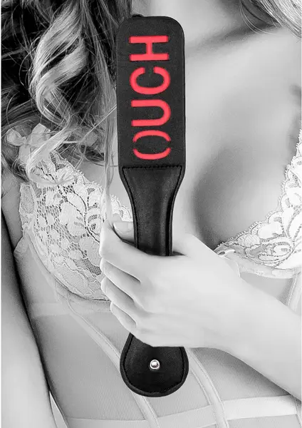 OUCH Bonded Leather Paddle - Ušiveni alat za udaranje, crni