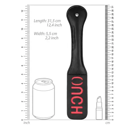 OUCH Bonded Leather Paddle - Ušiveni alat za udaranje, crni