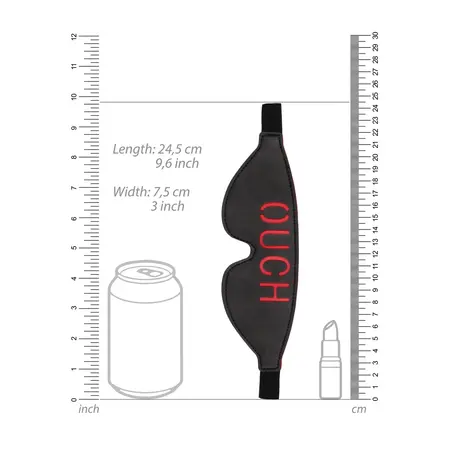 OUCH Bonded Leather povez za oči - Crvena slova, podesiva traka