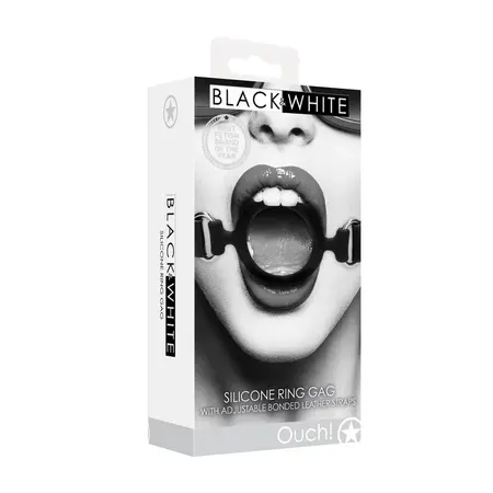 Master Series Silikonski podesivi restriktivni prstenasti gag crni 4cm
