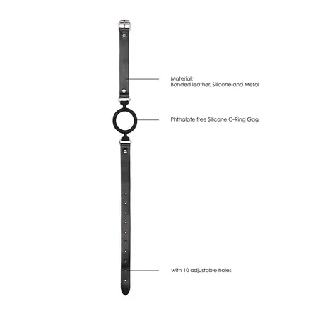 Master Series Silikonski podesivi restriktivni prstenasti gag crni 4cm