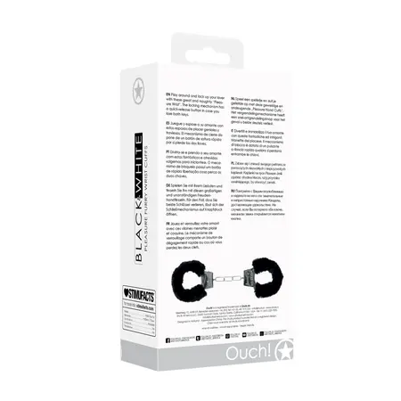 Pipedream Beginner Furry Handcuffs Soft Lined Adjustable Silver-Black