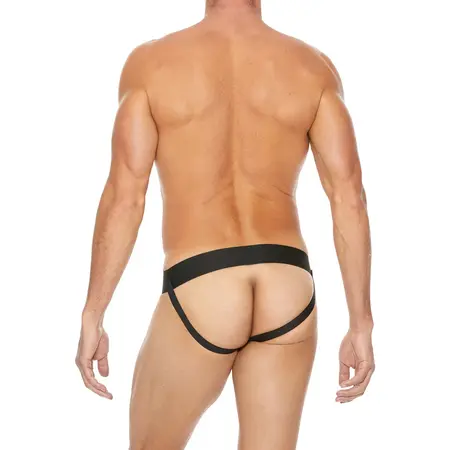 Mister B Kožni Jockstrap sa Prednjim Rajsferšlusom Crni L/XL - Podesivi Pojas