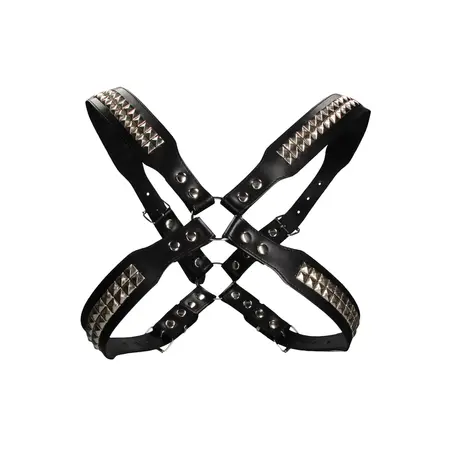 Pyramid Stud Men's Body Harness Bonded Leather Adjustable One Size