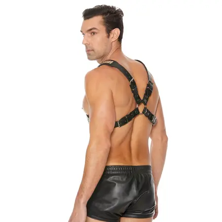 Pyramid Stud Men's Body Harness Bonded Leather Adjustable One Size