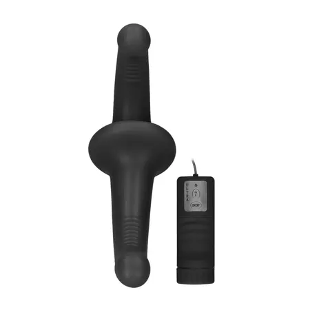 OUCH! Vibrating Strapless Silicone Intimate Device with Remote, Black