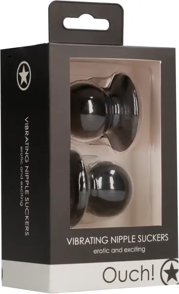 OUCH! Vibrating Nipple Pumps Set - Silicone & ABS, 10,000 RPM, Black