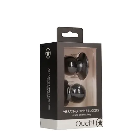 OUCH! Vibrating Nipple Pumps Set - Silicone & ABS, 10,000 RPM, Black