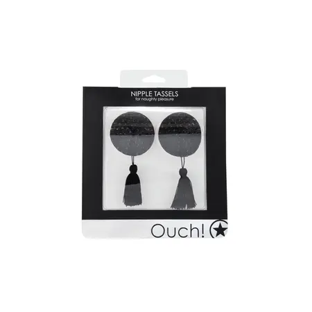 Ouch! Round Adhesive Decorative Tassels - Black, Self-Adhesive Pair