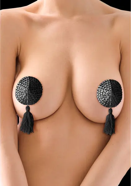 Ouch! Round Adhesive Decorative Tassels - Black, Self-Adhesive Pair