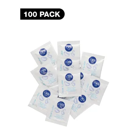 EXS Clear Lube Sachets 100 pcs - Water-Based, Non-Staining Formula