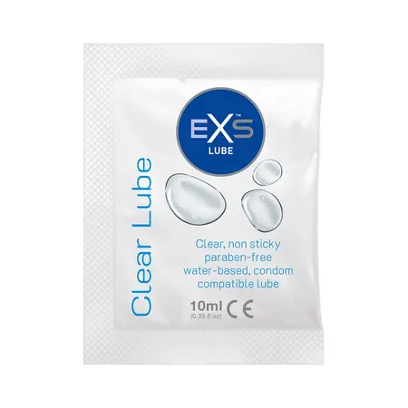EXS Clear Lube Sachets 100 pcs - Water-Based, Non-Staining Formula