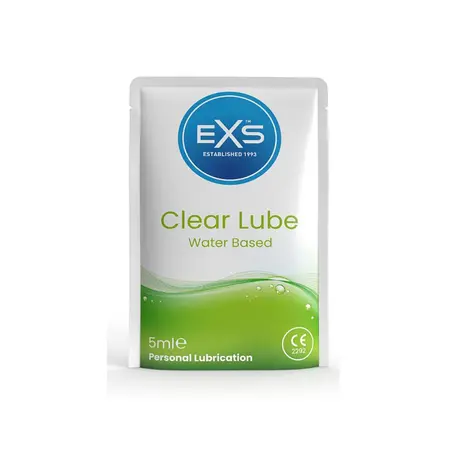 EXS Clear Lube Sachets 100 pcs - Water-Based, Non-Staining Formula