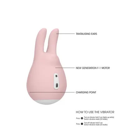 Love Bunny intimni mini masažer silikonski USB punjiv Roze