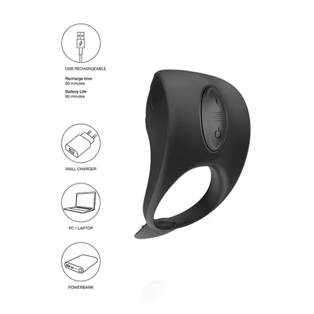 Electroshock E-Stimulation Intimate Ring & C-Spot Stimulator, Black