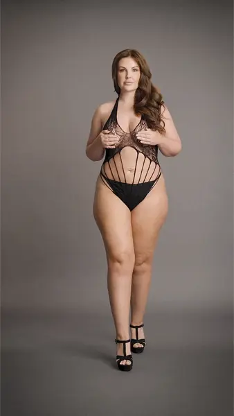 Obsessive Strappy Lace Teddy Plus Size - Elegantan Rastegljivi Bodysuit XXL-5XL