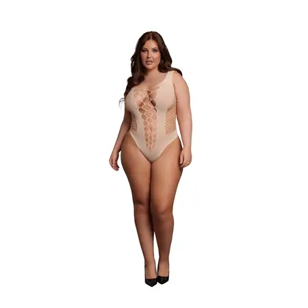 Obsessive V-Izrez Intimni Bodysuit sa Neprozirnim Panelima Queen Size