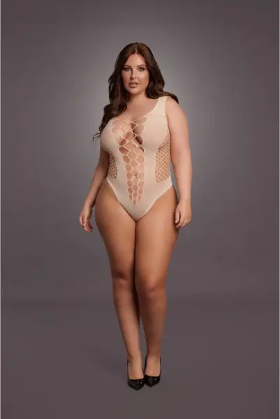 Obsessive V-Izrez Intimni Bodysuit sa Neprozirnim Panelima Queen Size