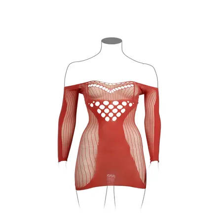 Leg Avenue Queen Size Dugi Rukav Mrežasta Mini Haljina Crna XL-4XL