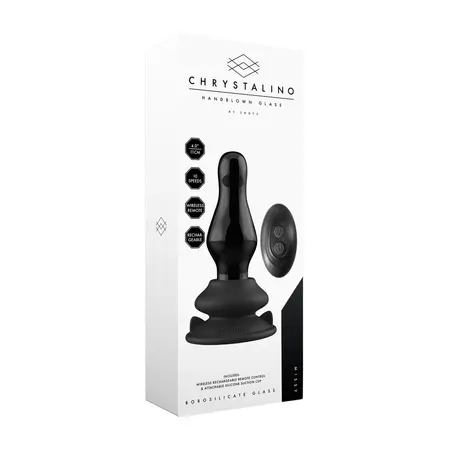 Shots Chrystalino Missy Stakleni Plug Vibrator crni 10 brzina sa usisnom čašom