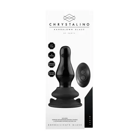 Shots Chrystalino Missy Stakleni Plug Vibrator crni 10 brzina sa usisnom čašom