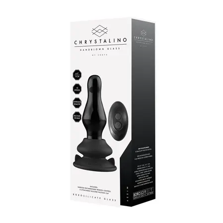 Shots Chrystalino Missy Stakleni Plug Vibrator crni 10 brzina sa usisnom čašom