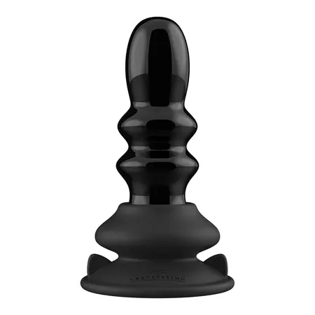 Shots Chrystalino Ribble Glass Vibrator Crni sa Usisnom Bazom i Daljinskim Upravljanjem