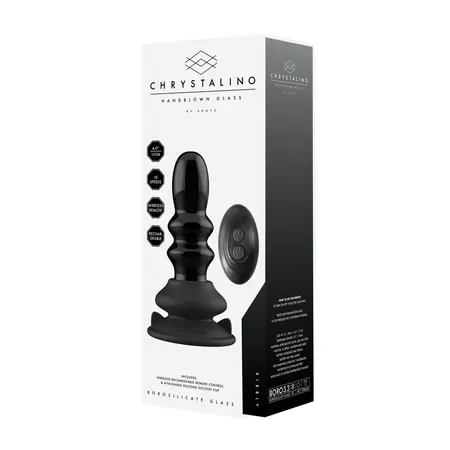 Shots Chrystalino Ribble Glass Vibrator Crni sa Usisnom Bazom i Daljinskim Upravljanjem