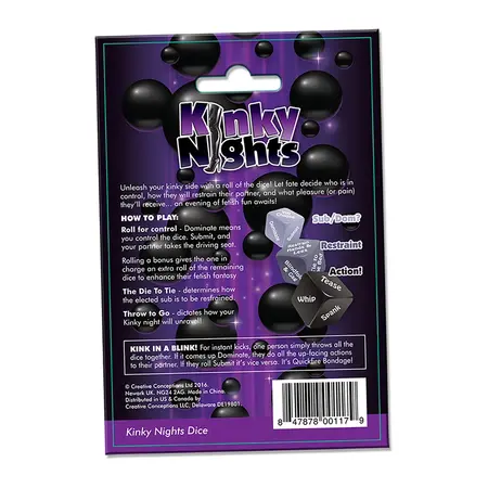 Kinky Nights Game Dice - Fun Couples Play, Multi-Action Set