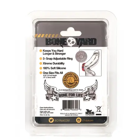 XR Brands 2-Snap Adjustable Silicone Ring Black Universal Size