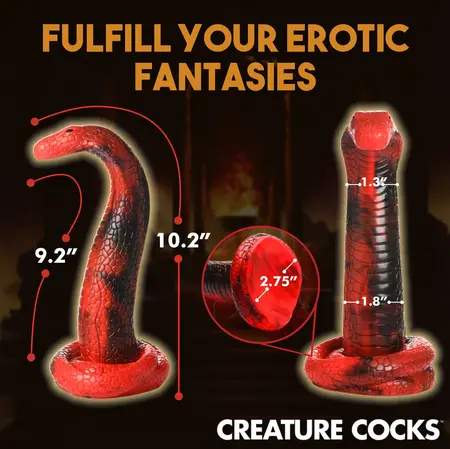 Creature Cocks King Cobra Silicone Model Red - Suction Cup Flexible Design