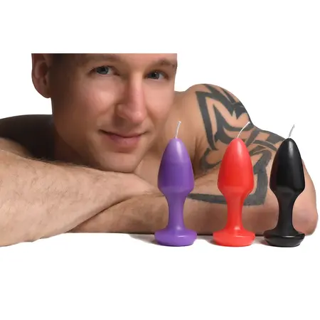 Kink Inferno Drip Candles Black/Purple/Red - Low-Temperature Wax Set
