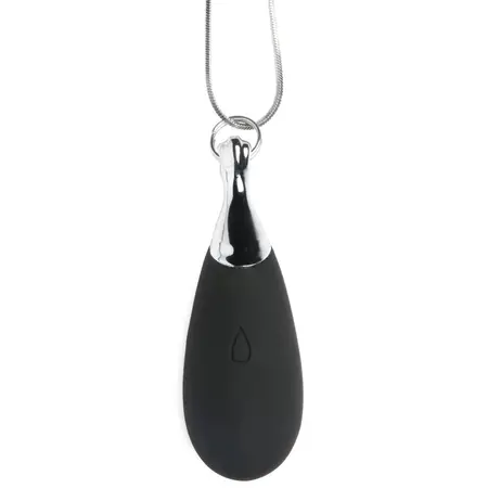 XR Brands Vibrating Teardrop Necklace Black Silicone - Fashionable Discreet Wearable