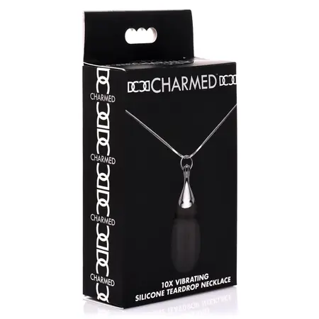 XR Brands Vibrating Teardrop Necklace Black Silicone - Fashionable Discreet Wearable