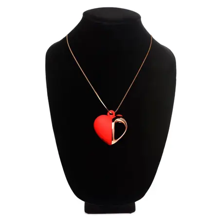 XR Brands Vibrating Silicone Heart Necklace Red - Discreet Wearable, 10 Modes