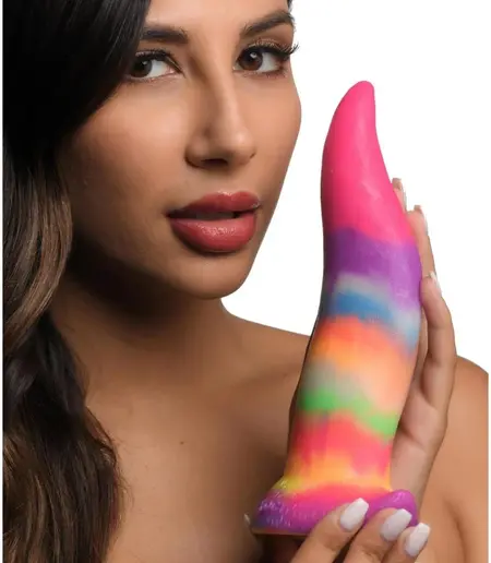 XR Brands Jednorog Jezik Silikonski Dugin koji Svetli u Mraku 18cm Intimni Uređaj