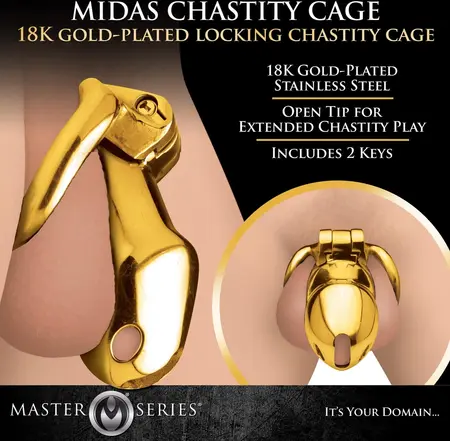Midas 18K Pozlaćeni Nerđajući Čelik Kavez za Zaključavanje - Podesiva Veličina, Zlatni