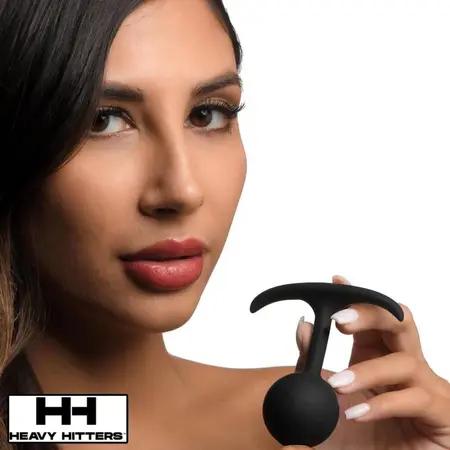 XR Brands Heavy Hitter Silicone Weighted Intimate Plug 3.3cm Black