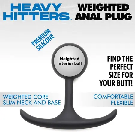XR Brands Comfort Plugs Silicone Weighted Round Plug 4.4cm Black