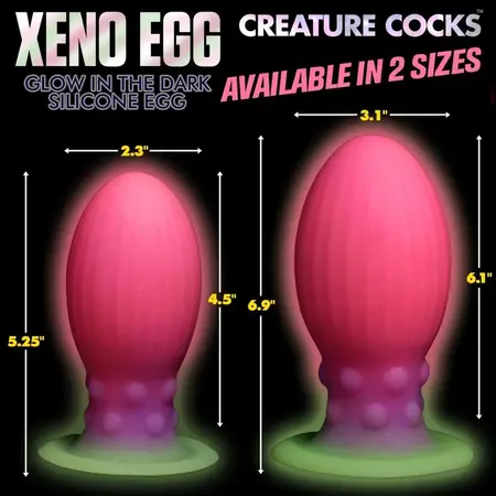Creature Cocks Xeno Silikonsko Jaje koje Svetli u Mraku XL Roze