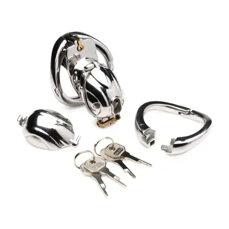 Master Series Deluxe Stainless Steel Lockable Chastity System Adjustable