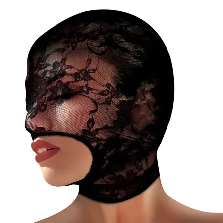 Lace Seduction Black Lace Open Mouth Mask - One Size by XR Brands